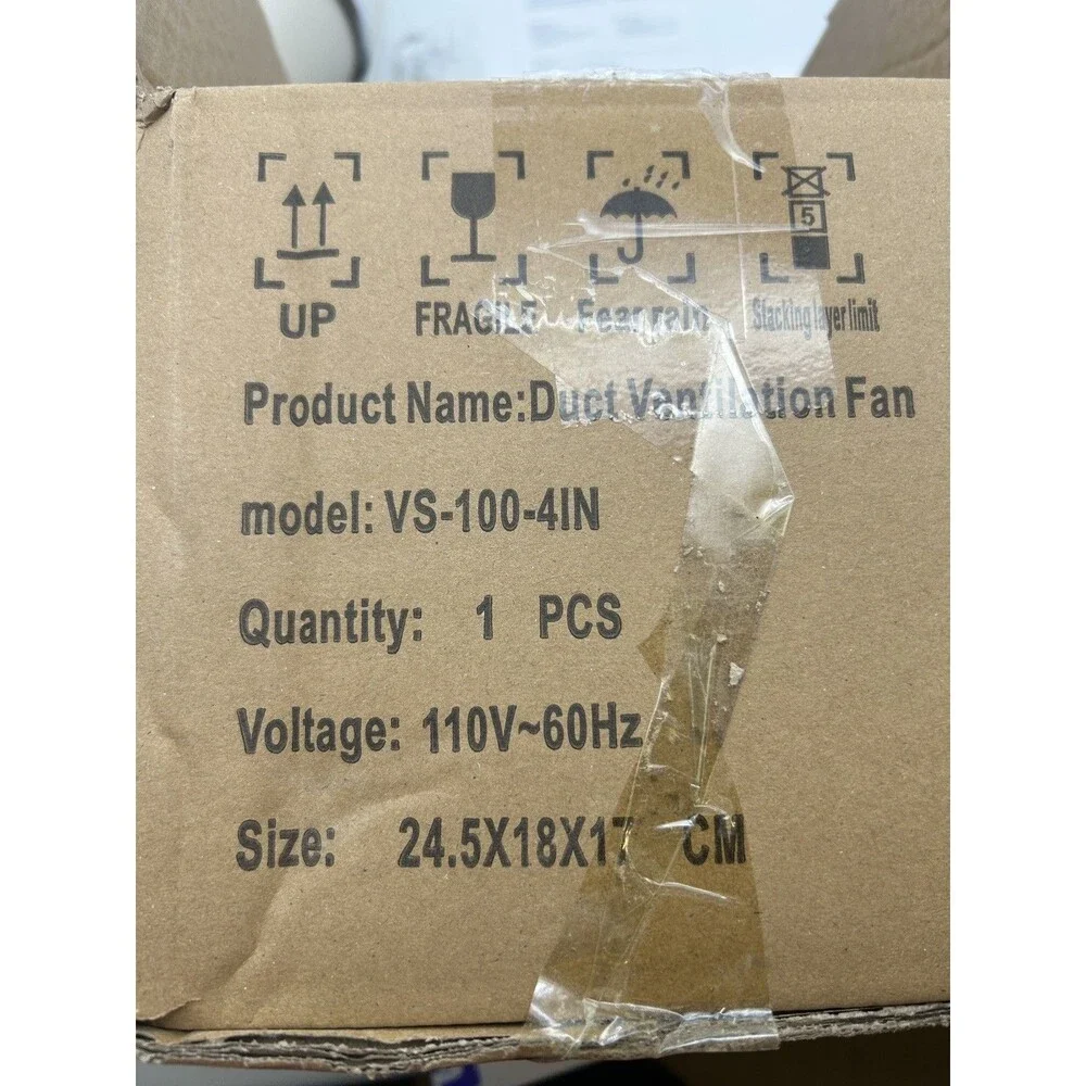 Voltset VS-100-4IN 4” Inline Duct Ventilation Fan 280 CFM 50W 110V